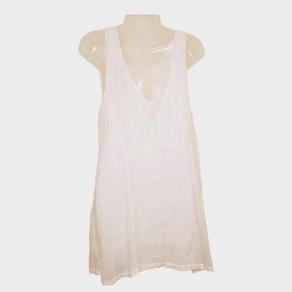 Free People FP Smooth Sailing White Linen Mini Dress Cover Up Sze Medium - Picture 6 of 11